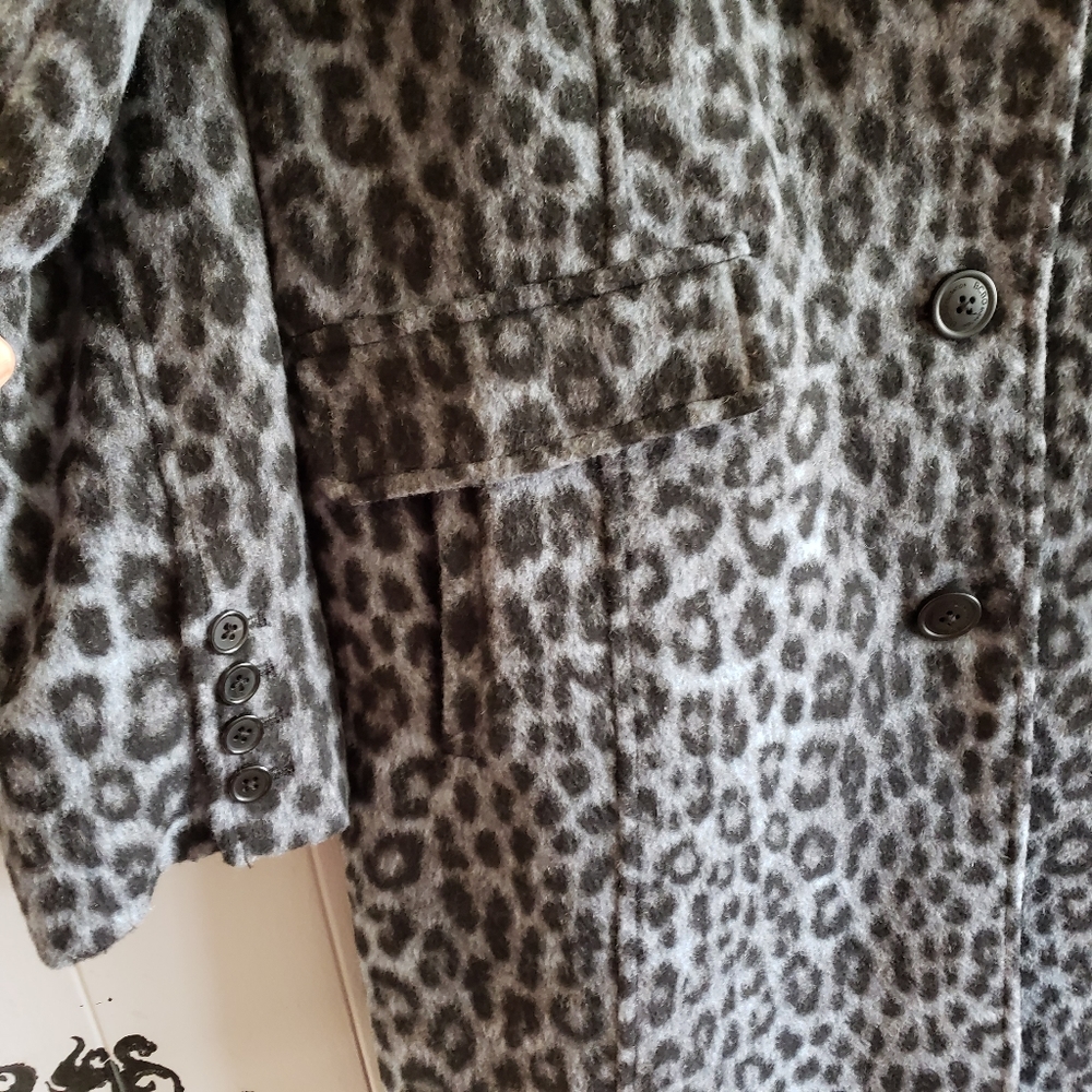 GCBG MAXAZRIA Womens Midweight Blue-Leopard Overcoat Sz, Medium - Picture 7 of 14